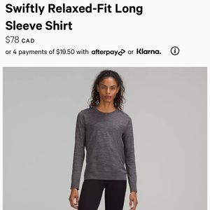 Lululemon Swiftly Relaxed Fit Longsleeve